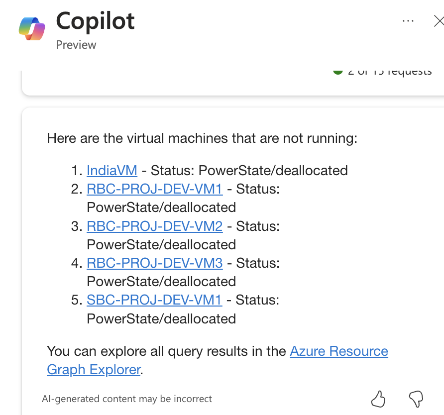 VM status by copilot