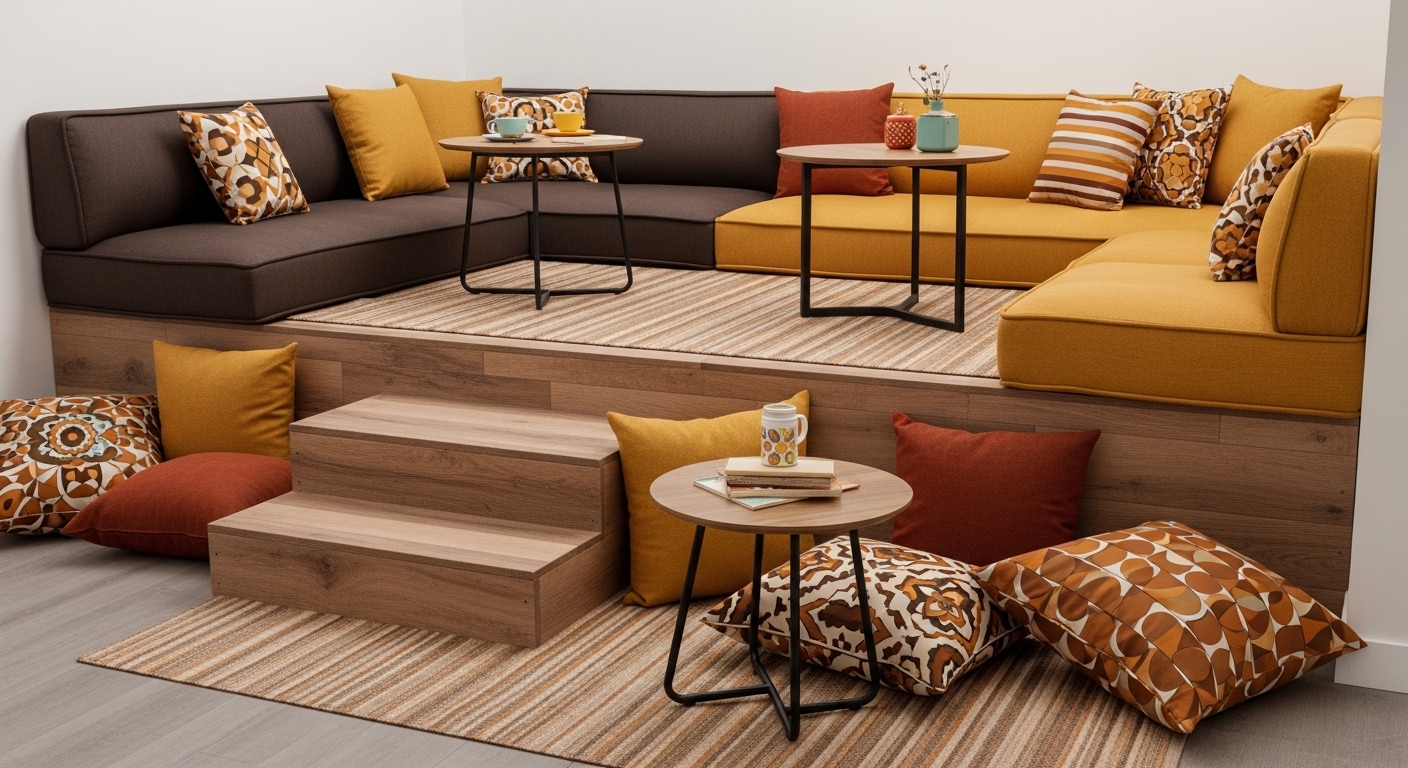 modular seating in two tone