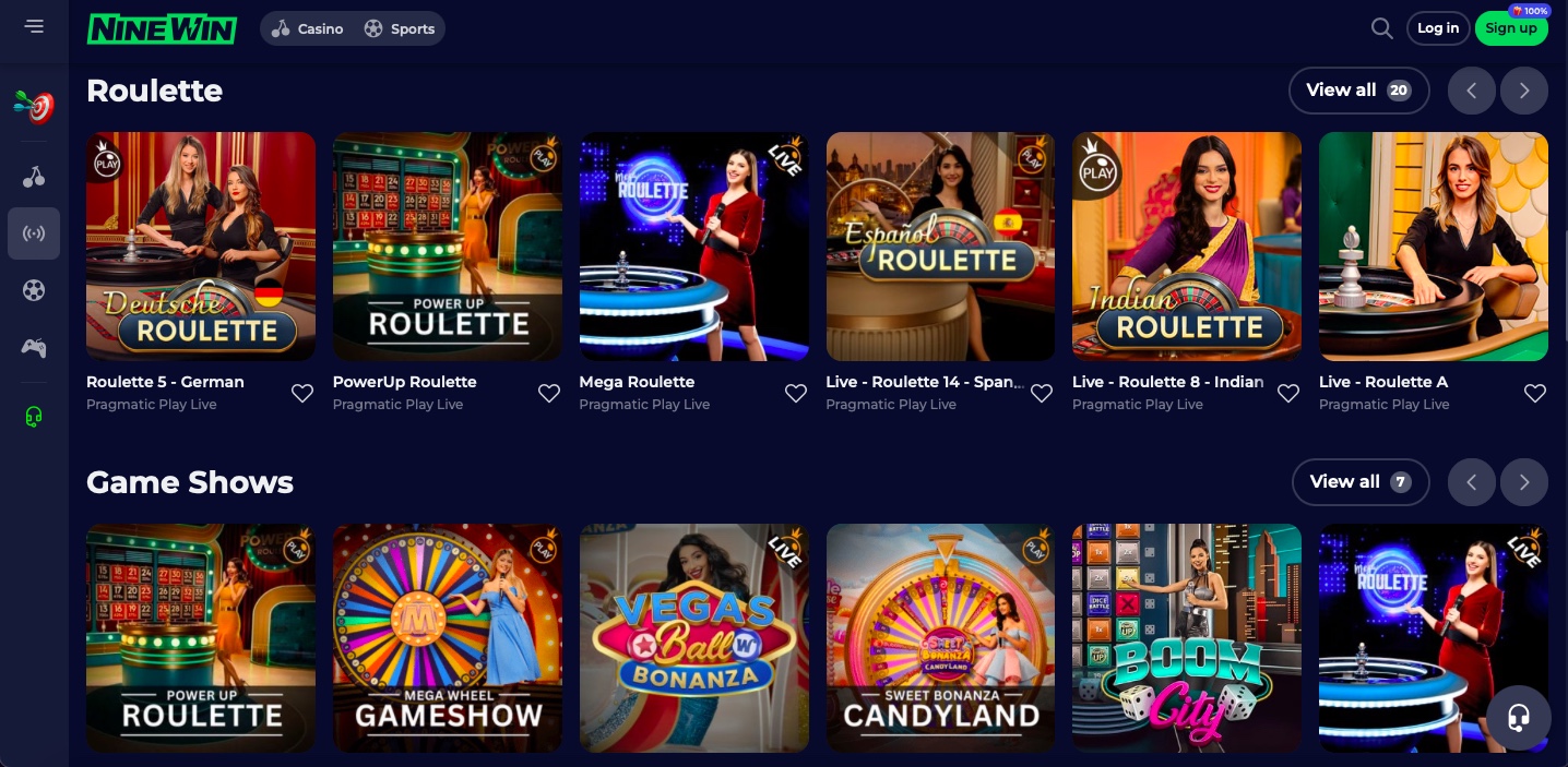 Nine Win casino live dealer options