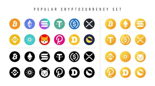 Popular Cryptocurrency Logos Set