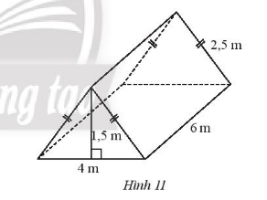 CHƯƠNG 3. HÌNH HỌC TRỰC QUAN CÁC HÌNH KHỐI TRONG THỰC TIỄNBÀI 4: DIỆN TÍCH XUNG QUANH VÀ THỂ TÍCH CỦA HÌNH LĂNG TRỤ ĐỨNG TAM GIÁC, HÌNH LĂNG TRỤ ĐỨNG TỨ GIÁC1. DIỆN TÍCH XUNG QUANH CỦA HÌNH LĂNG TRỤ ĐỨNG Bài 1: Hãy quan sát lăng trụ đứng tam giác (Hình 1) và thực hiện các yêu cầu sau:a) Tính tổng diện tích ba mặt bên của hình lăng trụ đứng.b) Gọi Cđáy là chu vi đáy và h là chiều cao của hình lăng trụ, tính Cđáy .h.c)  So sánh kết quả của câu a và câu b. Đáp án chuẩn: a) 31,5 (cm2)b) 31,5 (cm3)c) Giống nhauThực hành 1: Tính diện tích xung quanh của lăng trụ đứng có đáy là hình thang được cho trong hình 2. Đáp án chuẩn: 120 (cm2)2. THỂ TÍCH CỦA HÌNH LĂNG TRỤ ĐỨNGBài 2: Cho hình hộp chữ nhật với kích thước như Hình 3a. Hình hộp này được cắt đi một nửa để có hình lăng trụ đứng như ở Hình 3b.a) Tính thể tích của hình hộp chữ nhật.b) Dự đoán thể tích của hình lăng trụ đứng tam giác dựa vào thể tích hình hộp chữ nhật ở câu a.c) Gọi Sđáy là diện tích mặt đáy và h là chiều cao của hình lăng trụ tam giác. Hãy tính Sđáy . hd) So sánh Sđáy . h và kết quả dự đoán ở câu b. Đáp án chuẩn: a) 72 (cm3)b) Bằng một nửa thể tích hình hộp chữ nhật ở câu a.c) 36 (cm3)d) Như nhau.Thực hành 2: Tính diện tích xung quanh của một cột bê tông hình lăng trụ đứng có chiều cao 2 m và đáy là tam giác đều có cạnh 0,5 m (Hình 4). Đáp án chuẩn: 3 (m2)Thực hành 3: Tính thể tích hình lăng trụ đứng tứ giác có đáy là hình thang với kích thước cho trong Hình 5Đáp án chuẩn:312 (cm3)3. DIỆN TÍCH XUNG QUANH VÀ THỂ TÍCH CỦA MỘT SỐ HÌNH KHỐI TRONG THỰC TIỄNThực hành 4: Để làm cầu bắc qua một con kênh, người ta đúc một khối bê tông hình lăng trụ đứng tam giác có kích thước như Hình 8. Hãy tính thể tích khối bê tông.Đáp án chuẩn:1848 (m3)Vận dụng: Bạn Nam đã làm một chiếc hộp hình lăng trụ đứng với kích thước như Hình 9. Bạn ấy định sơn các mặt của chiếc hộp, trừ mặt bên dưới. Hãy tính diện tích cần sơn.Đáp án chuẩn:184 (cm2)BÀI TẬP