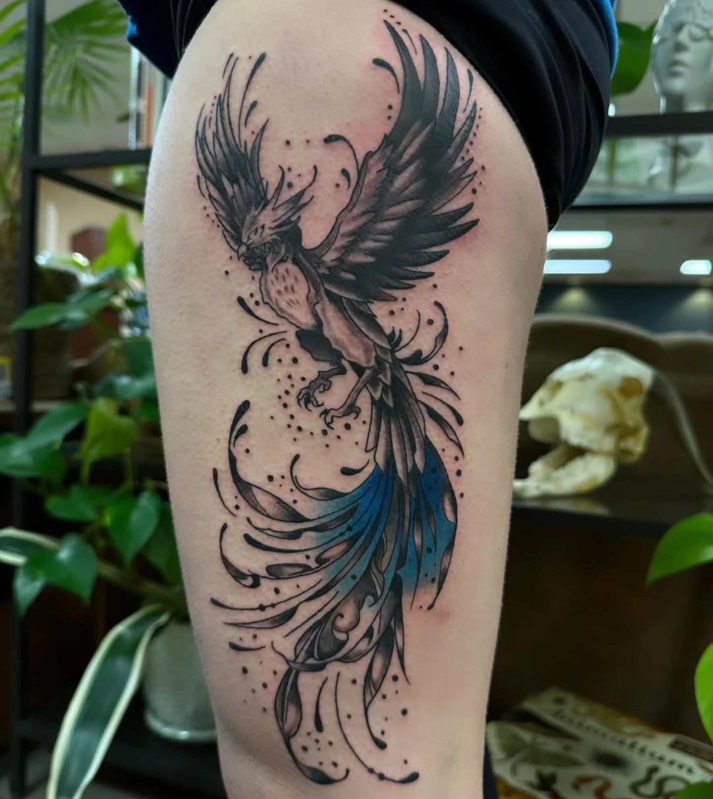 Phoenix Thigh Tattoo
