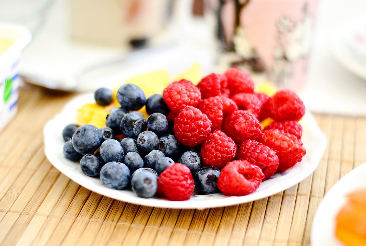 Fresh Blueberries and Raspberries