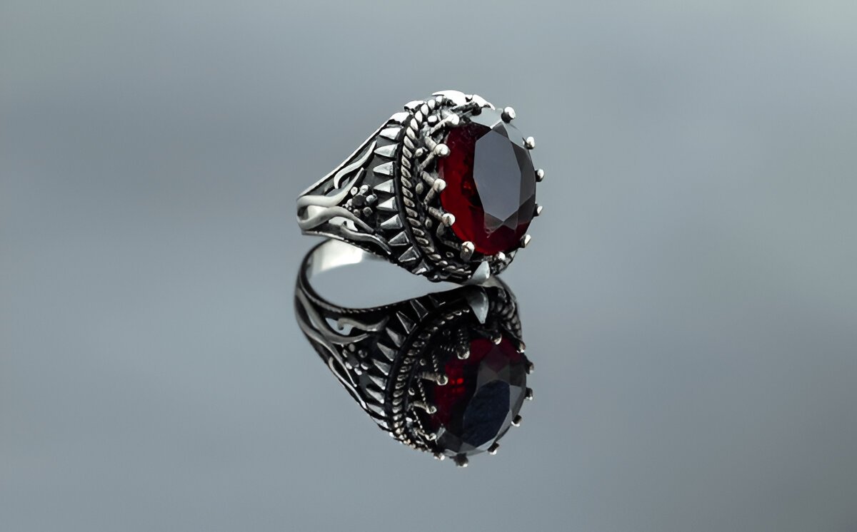 Turkish Ring Beautiful natural red ruby