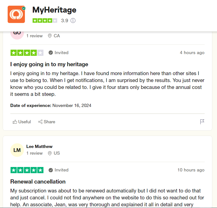 MyHeritage Reviews By People