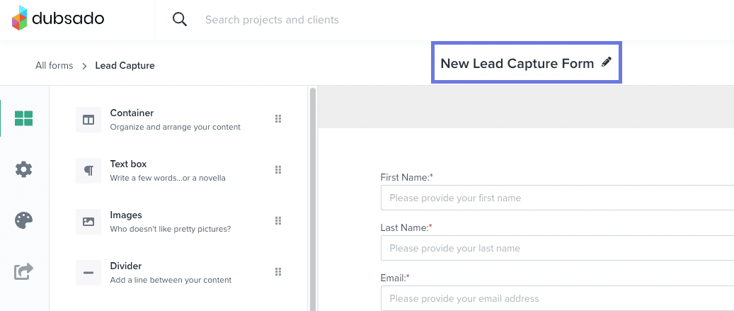 Dubsado Lead Capture Form