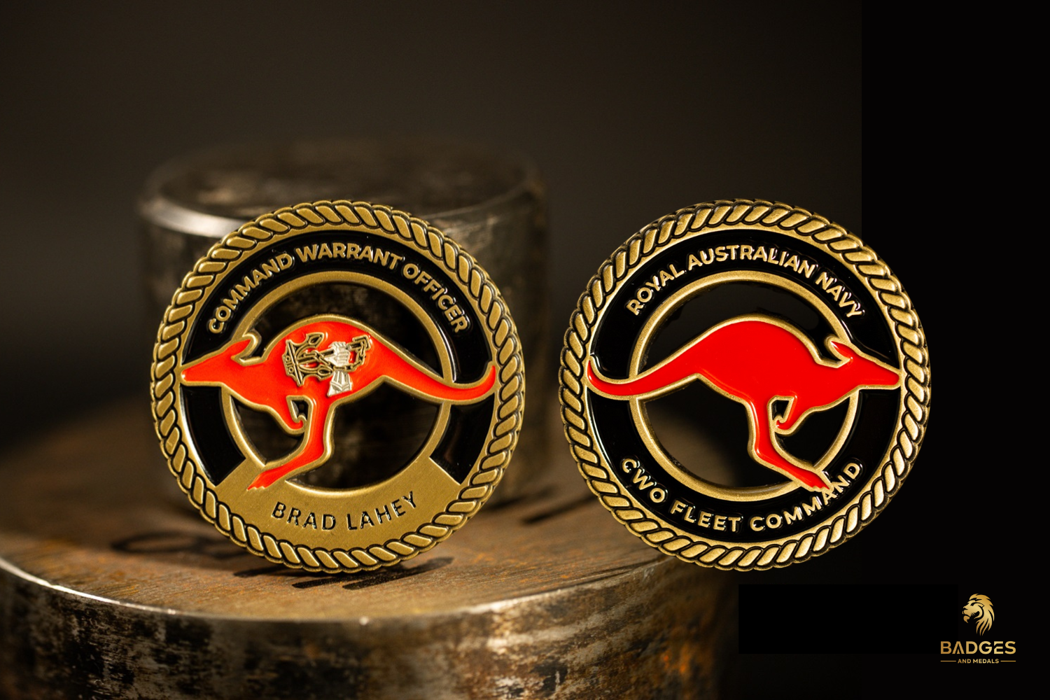 Picture of a custom Royal Australian Navy challenge coin.