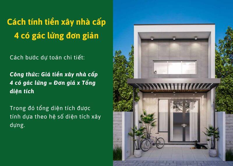 Cach tinh tien xay nha cap 4 co gac lung don gian Nhat Tin