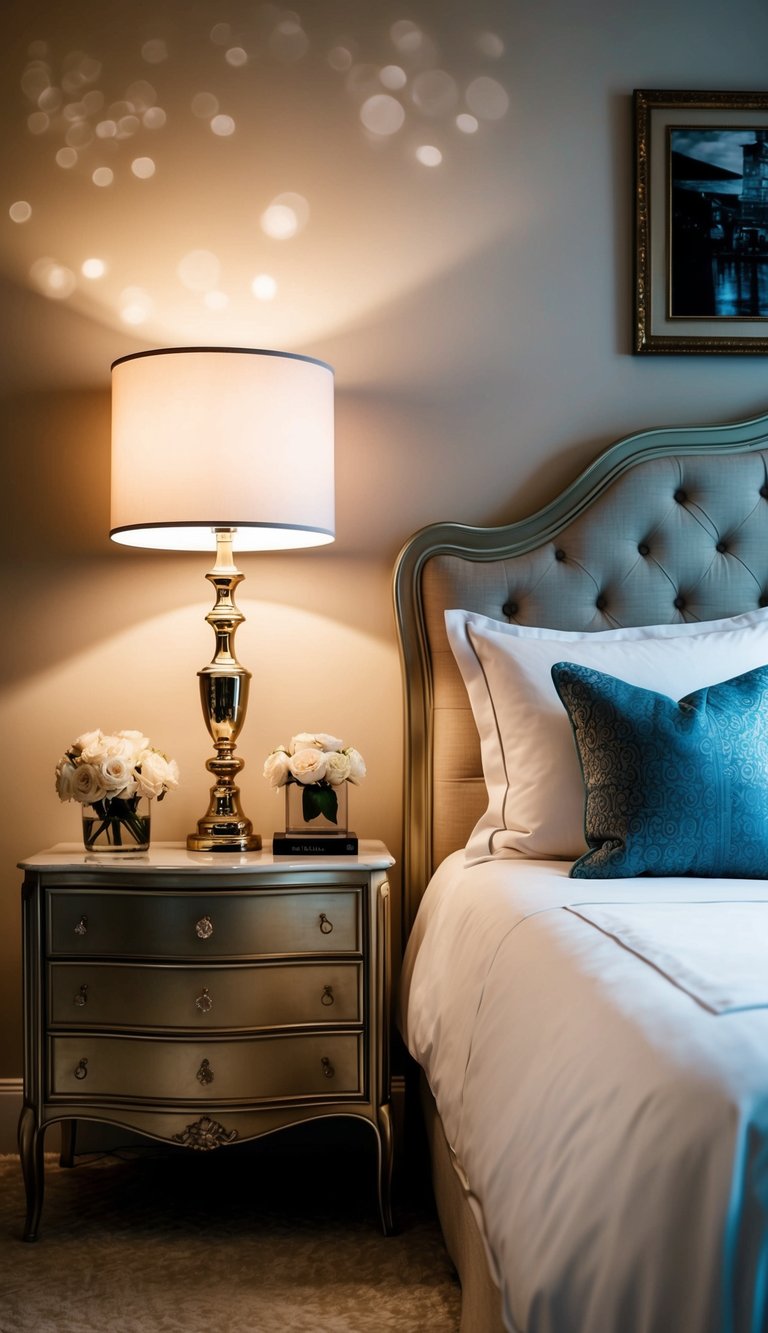 Elegant bedside lamps illuminate a sophisticated woman's bedroom