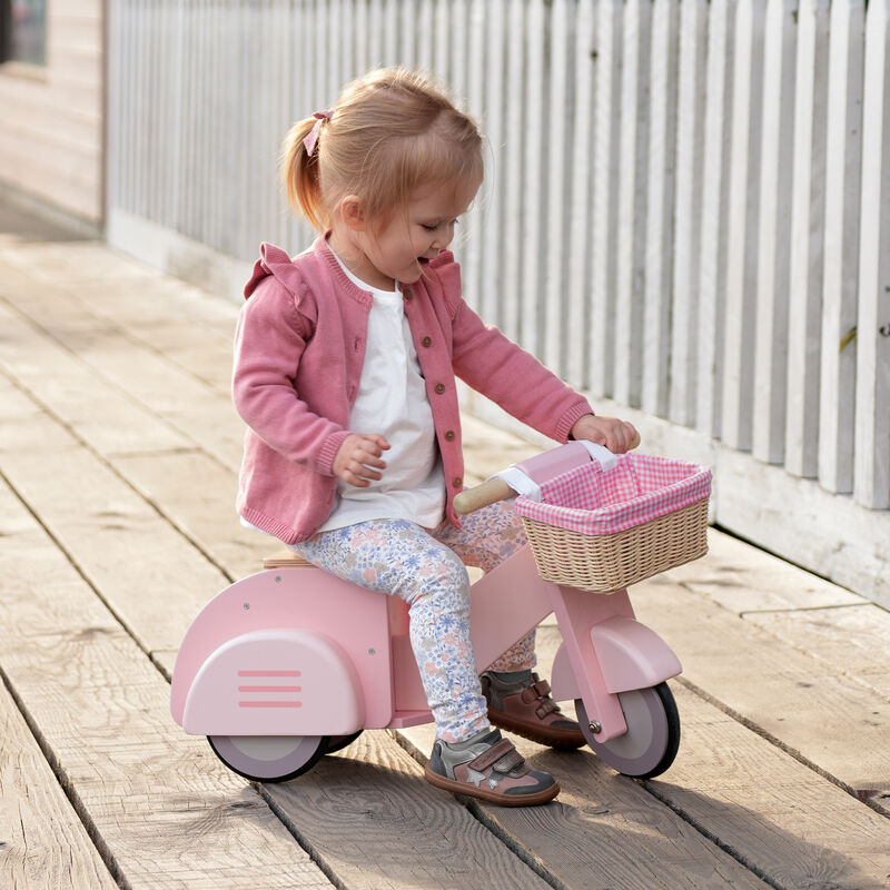 Tenderleaf Scooter with Basket - wooden ride-on toy for imaginative play