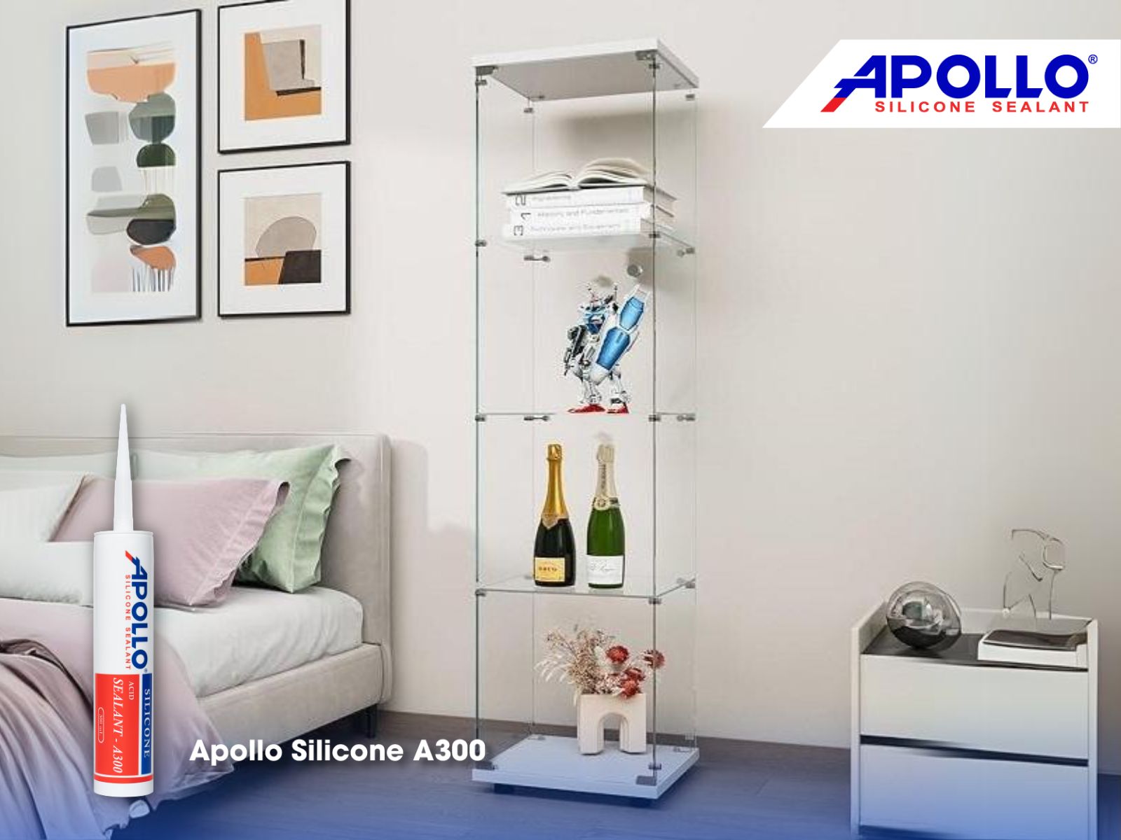 Apollo Silicone A300 tạo nên mối nối bền chắc cho tủ rượu bằng kính