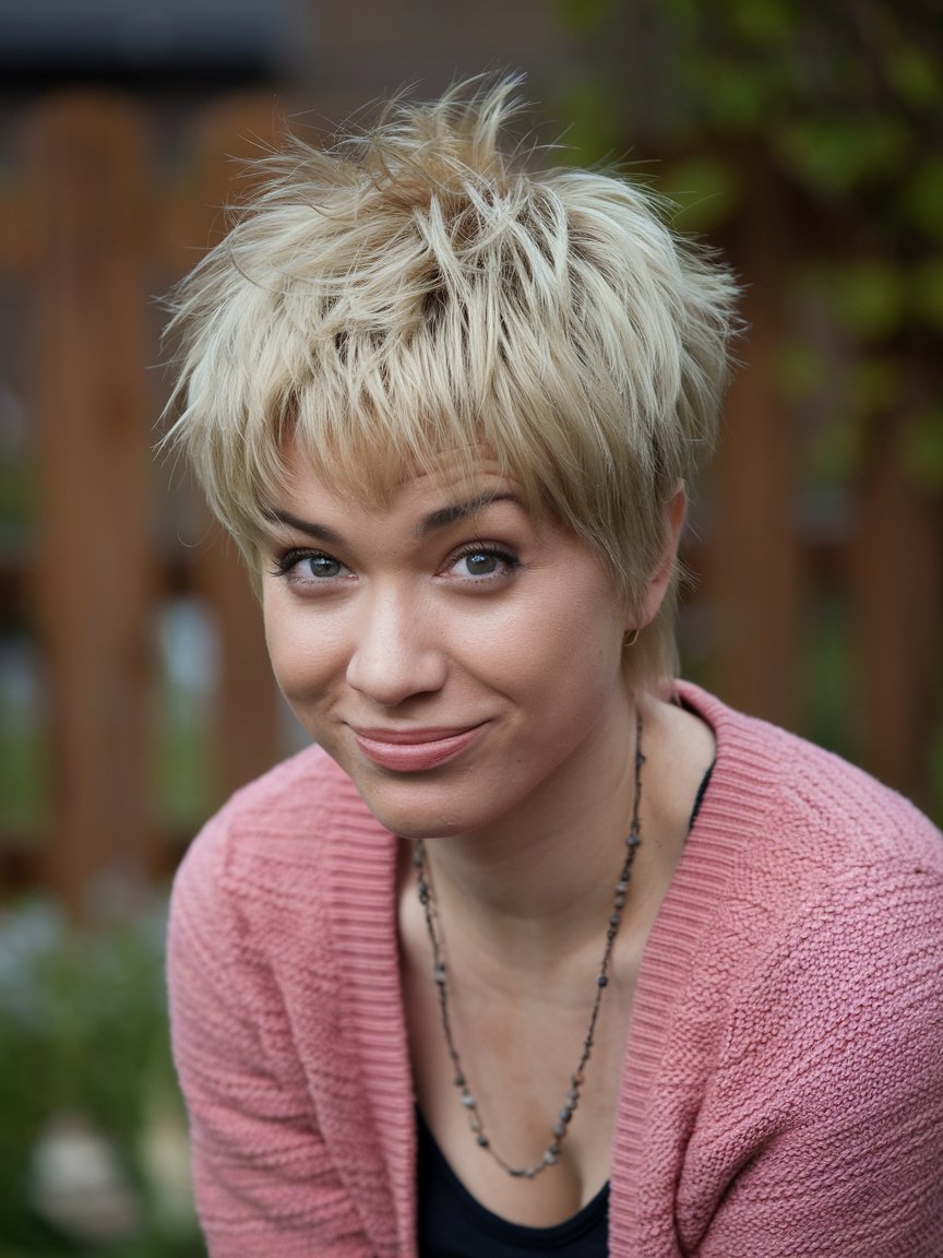 26. Choppy Blonde Pixie for a Playful Look