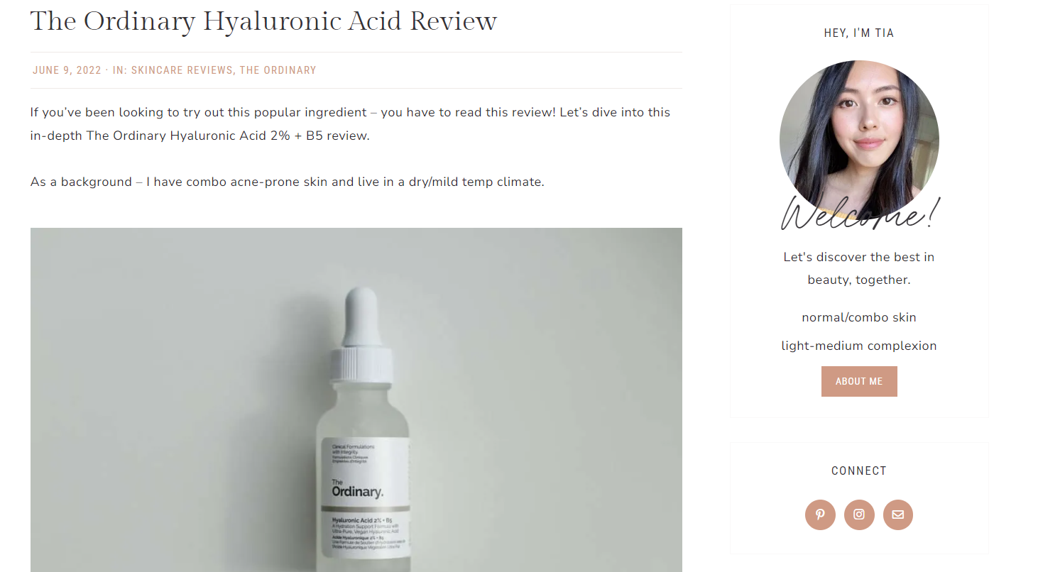 The Ordinary Hyaluronic Acid Review by Artisty - one of the best examples of a blog post