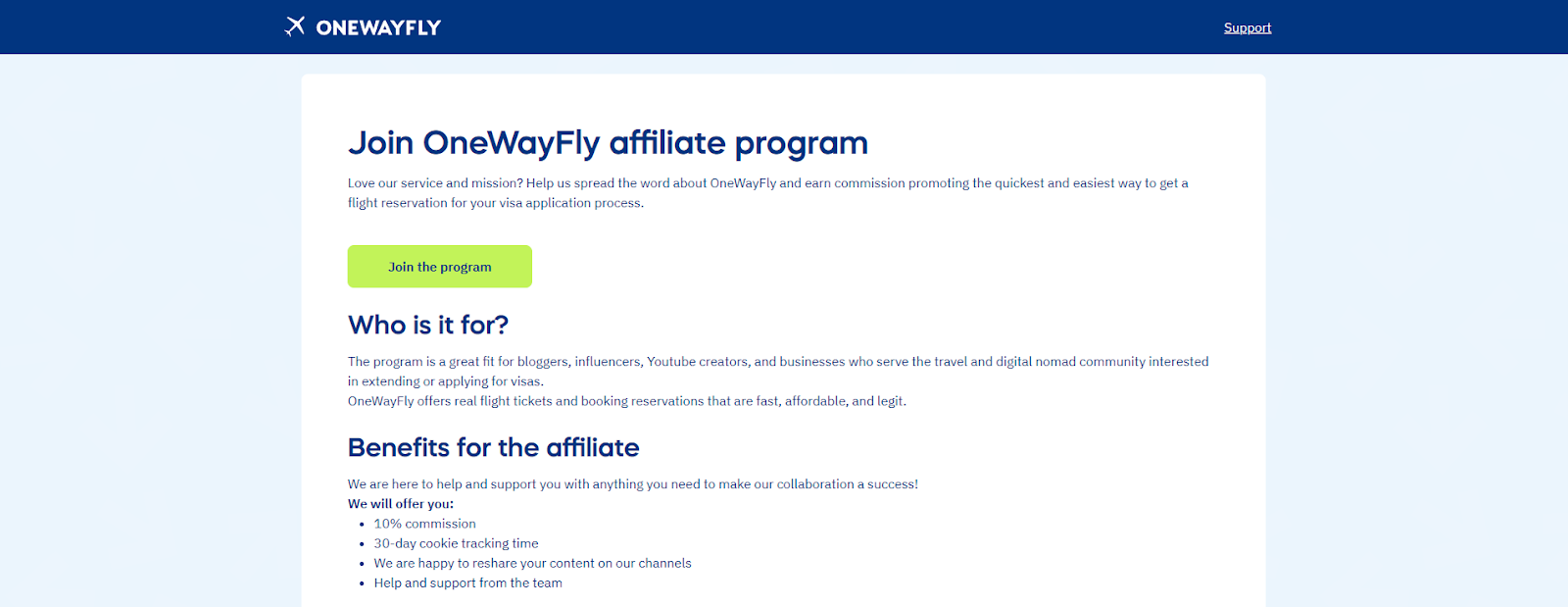 OneWayFly affiliate program