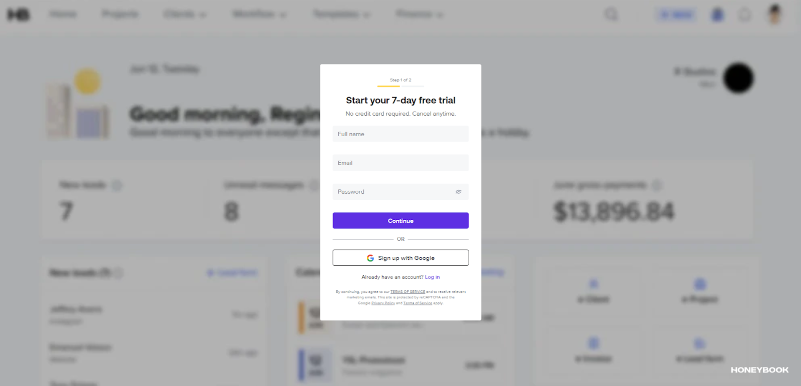 HoneyBook SignUp