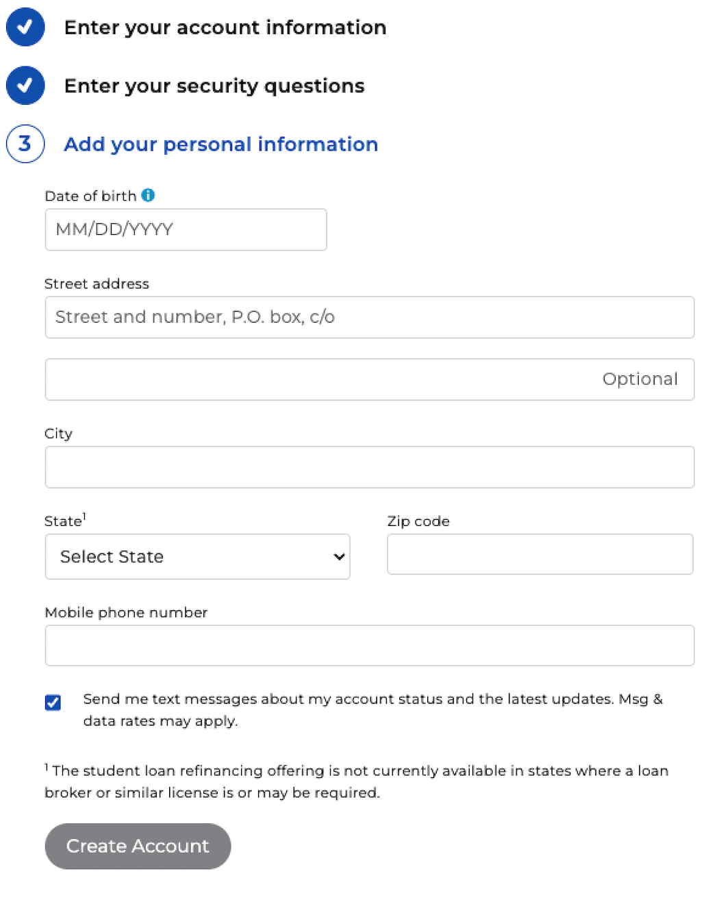 Add personal information