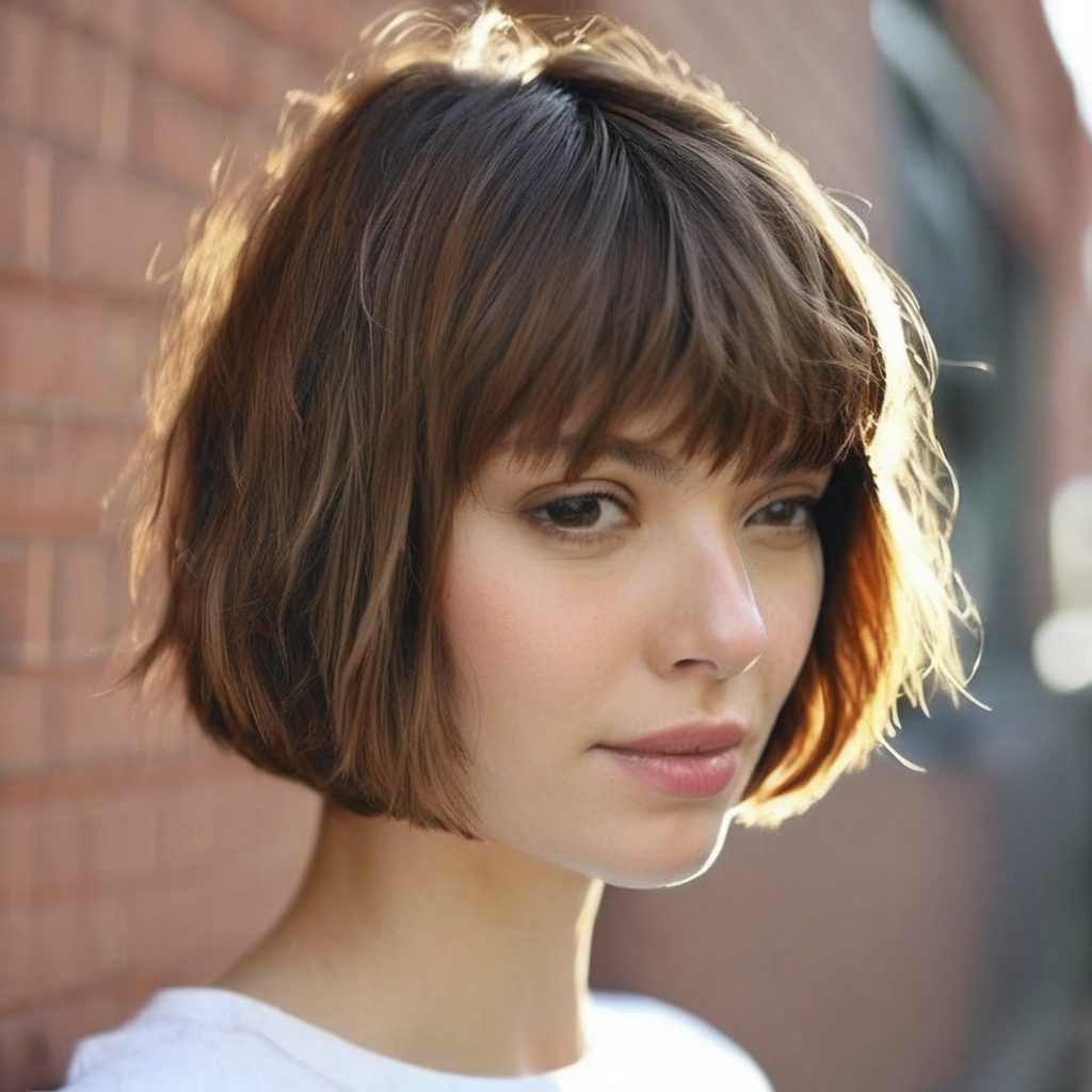 9. Shaggy Chin-Length Bob with Bangs