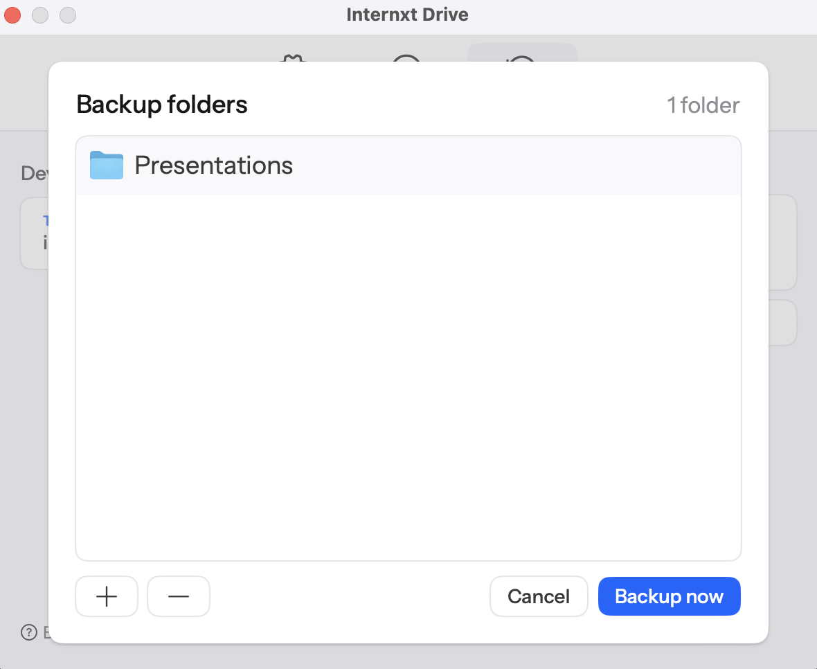 Internxt Drive backups