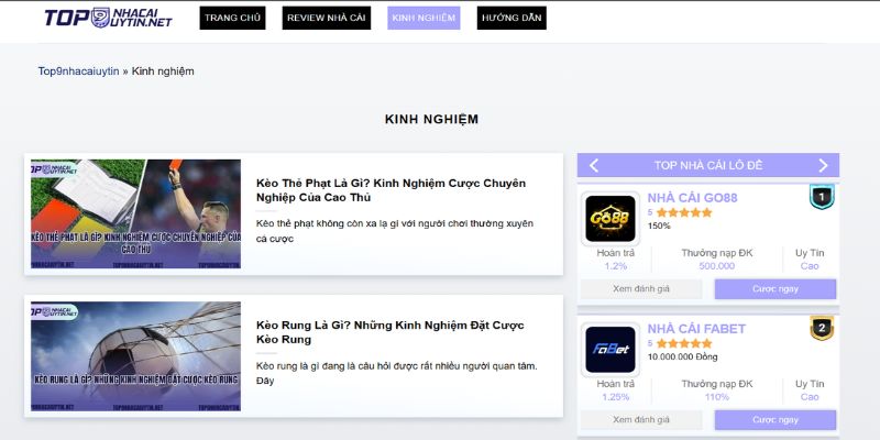 Website review về nhà cái uy tín Top9nhacaiuytin.net
