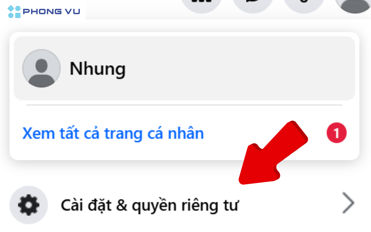 Chọn Cài đặt và quyền riêng tư