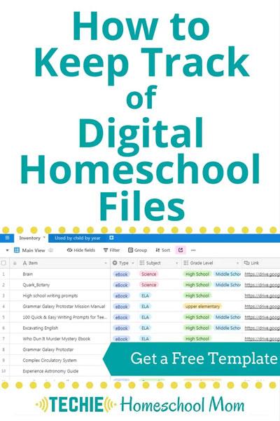 tracking digital homeschool files