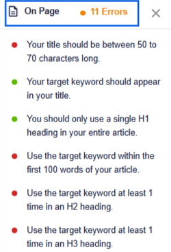 on-page SEO practices and recommendations inside the SEOBoost editor