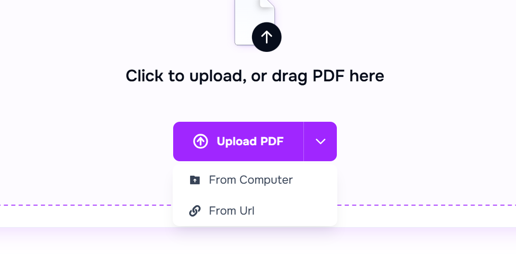 ChatPDF's file upload options 