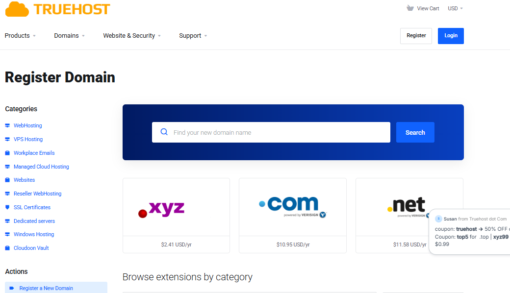 Truehost domain