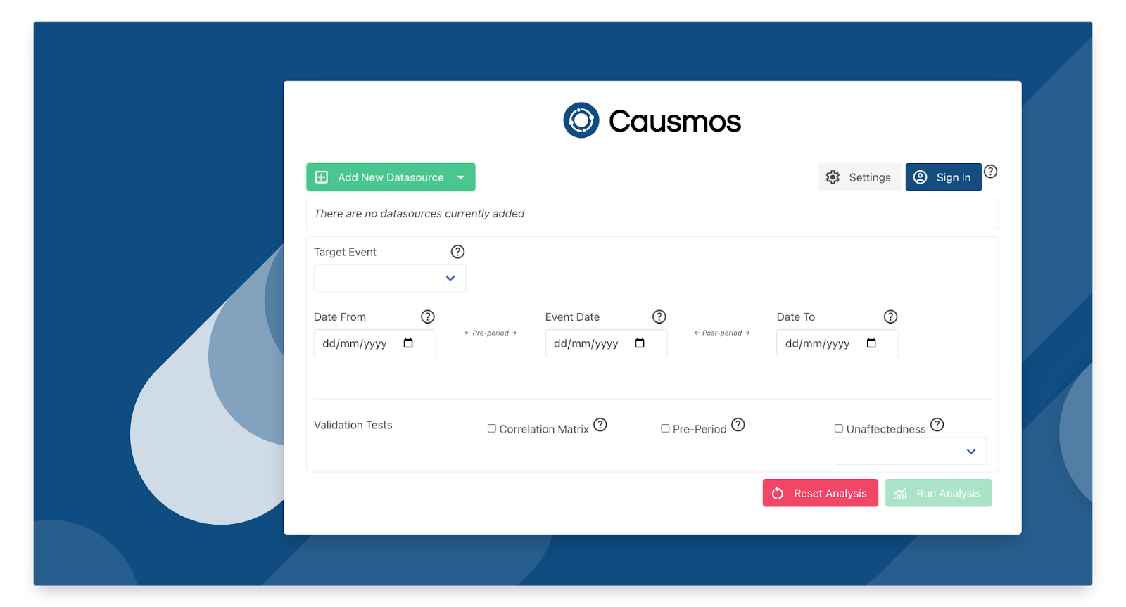 Causmos : interface pour la mise en place de la méthode Causal Impact