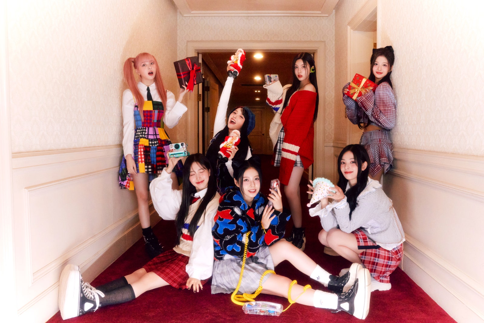 NMIXX having fun in colorful outfits in their kpop christmas Single Funky Glitter Christmas