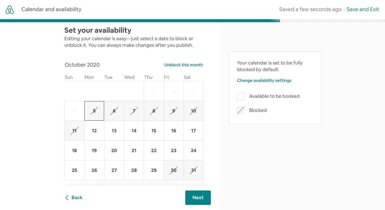 Change availability settings