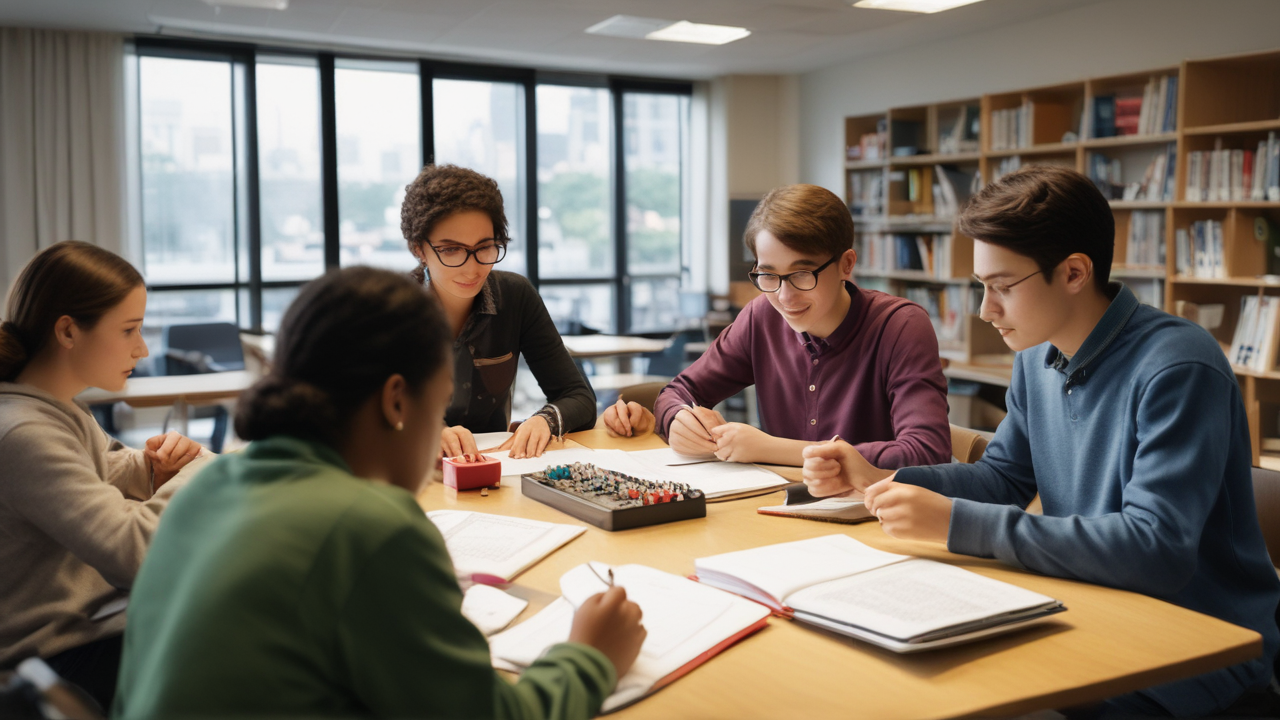 Students learning chemistry together