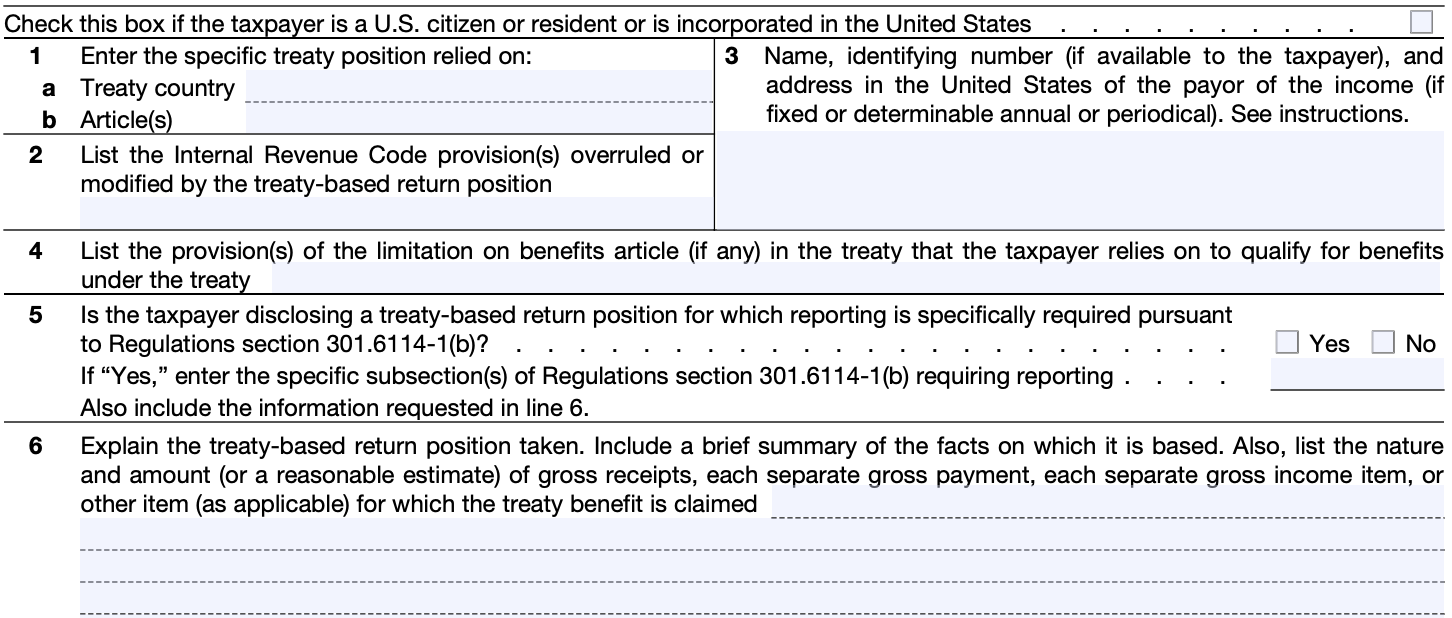 Screenshot of the bottom half of Form 8833