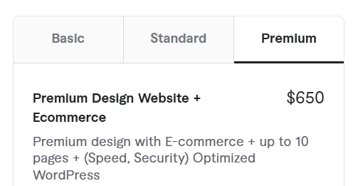 Fiverr  website build pricing