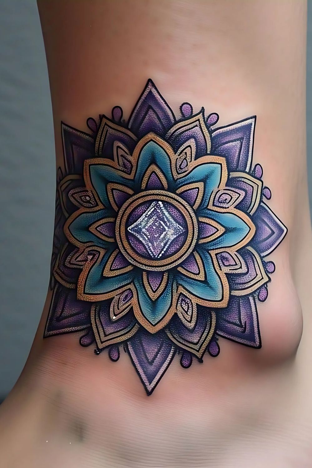 Mandala Ankle Tattoo