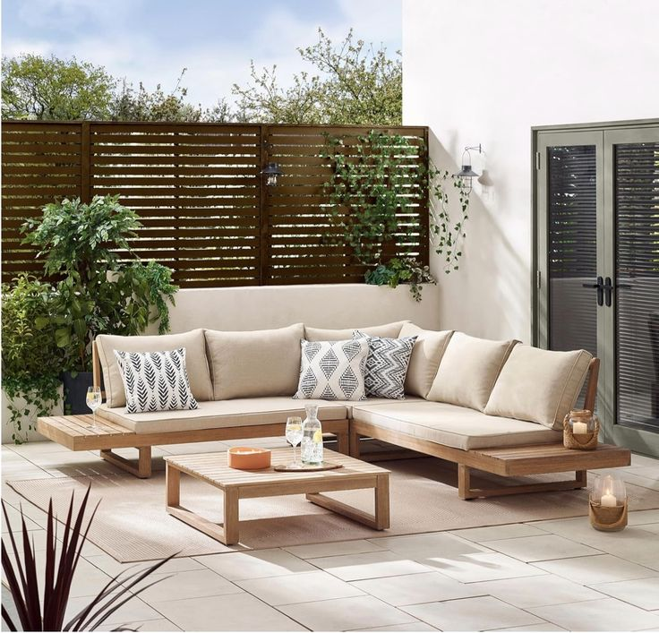 Contemporary L-Shaped Teak Sofa