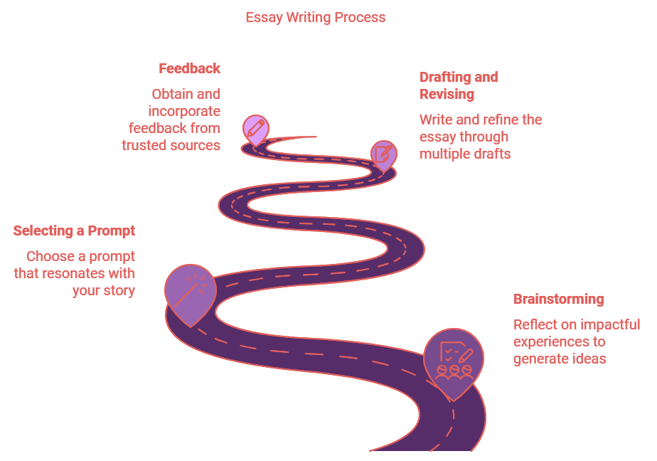 Infographic showing the essay writing process.