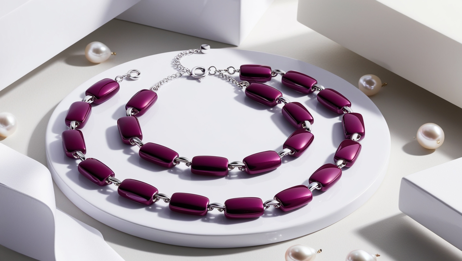 J Crew Raspberry Purple Enamel Link Strand Necklace