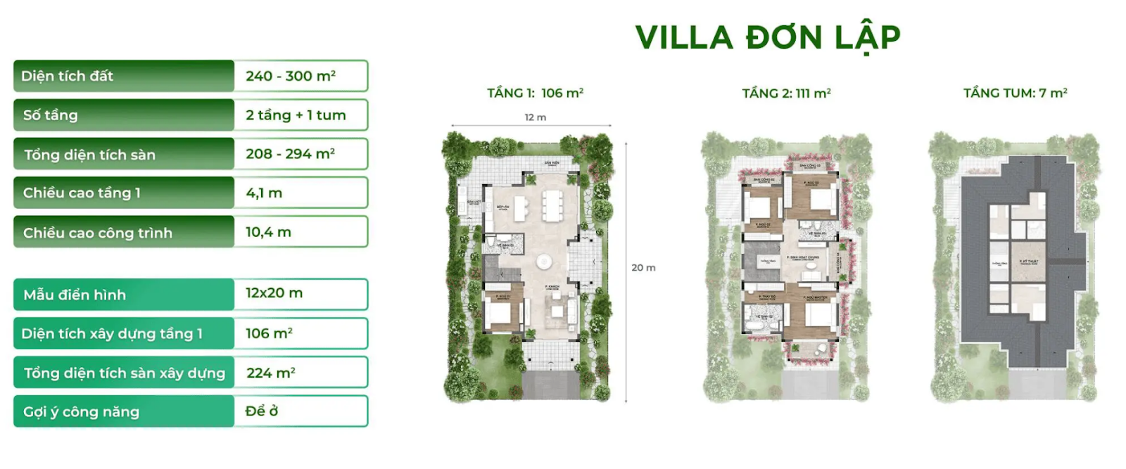 Mặt bằng Villa đơn lập
