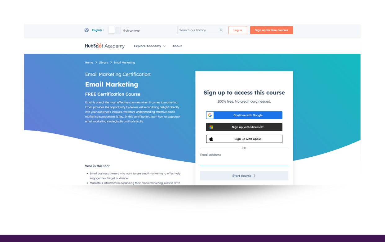 HubSpot Academy email marketing course 