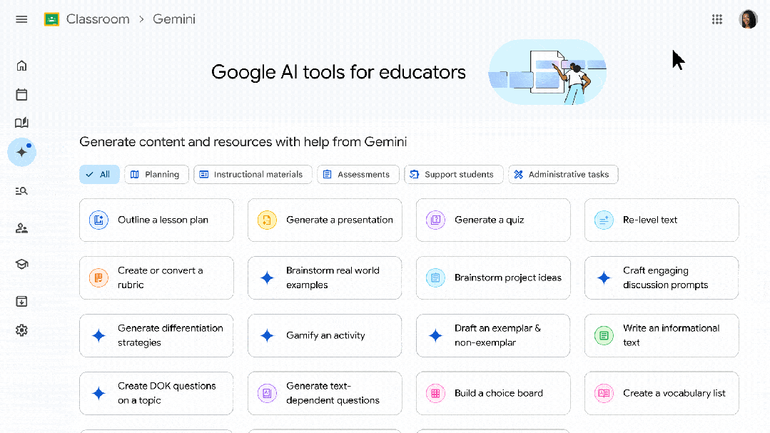 Google AI tools for educators 