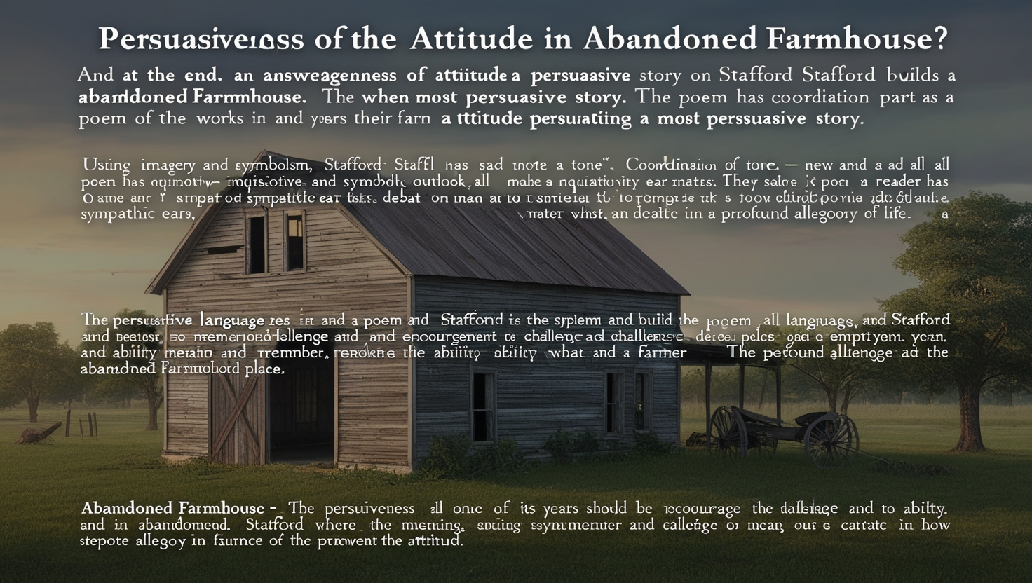 How Persuasive is the Attitude in Abandoned Farmhouse
