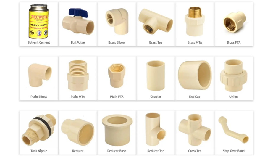 Plumbing Materials Name List
