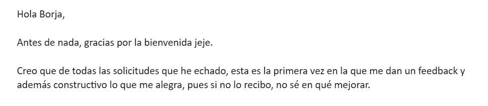 Mensaje de feedback de un manfredita