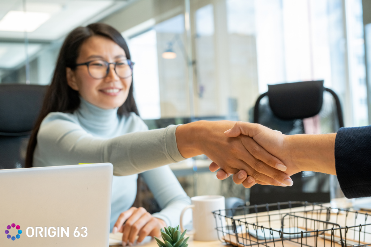  A sales representative talking to a sales accepted lead