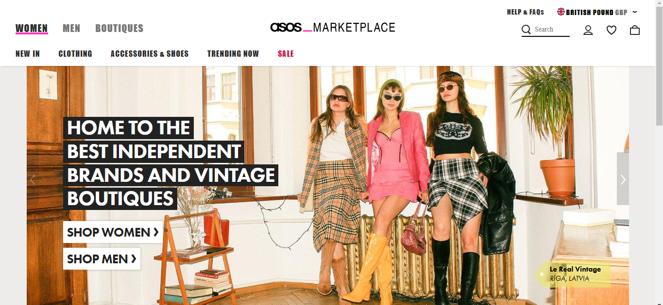 a screenshot of Asos marketplace