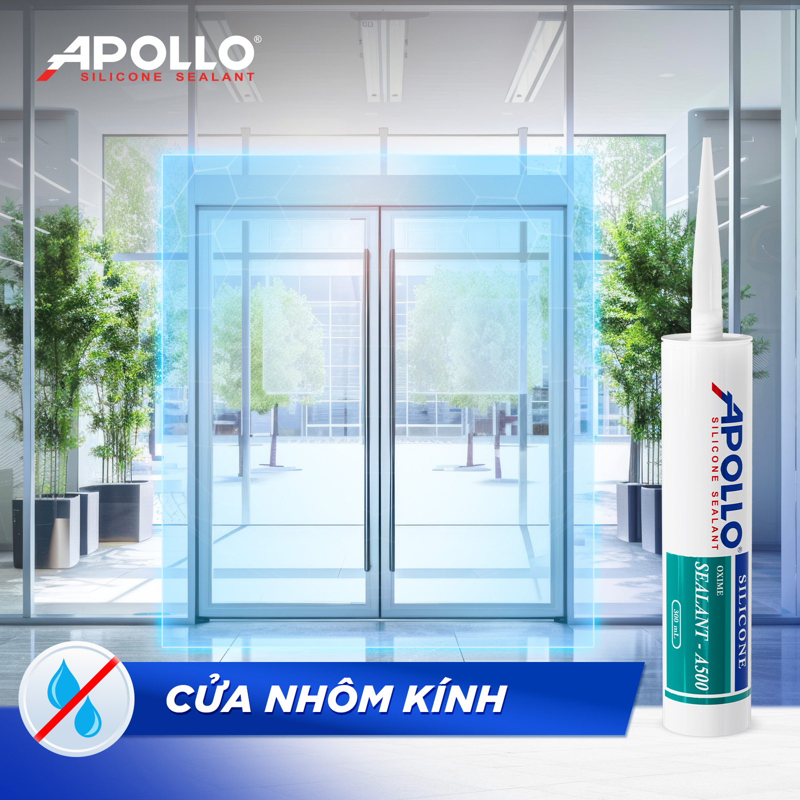 Apollo Silicone A500 - Giải pháp keo silicon chống thấm cho hạng mục cửa nhôm kính