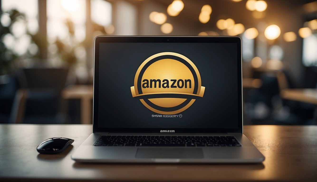 The Amazon brand registry logo displayed on a computer screen with a checkmark next to it, indicating successful registration