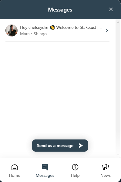Customer support on Stake.us