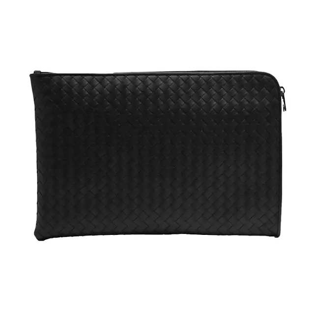 Zip Up Woven Clutch Light Graphite